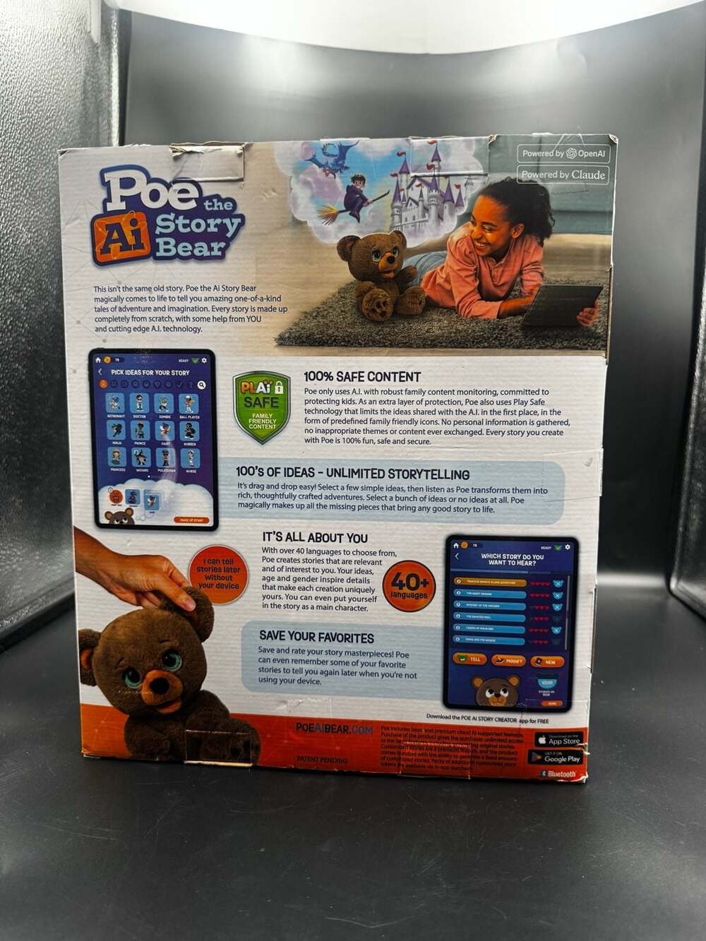 PLAi Poe the AI Story Bear Interactive Plush Toy - Picture 3 of 4